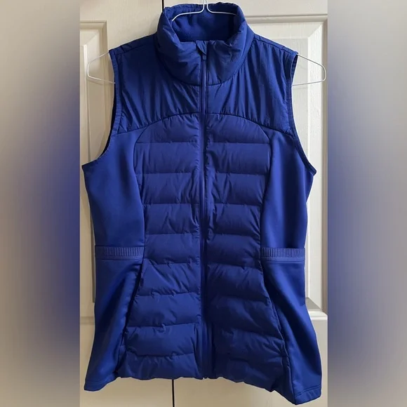 🍒LULULEMON DOWN FOR IT ALL VEST sz 10 PSYCHIC BLUE 700-Fill Amethyst Jacket - Picture 1 of 4